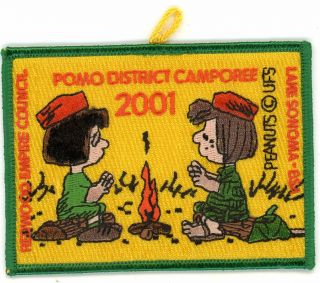 Marcy & Peppermint Patty Bsa Camporee Patch 2001 Green Border Pomo District