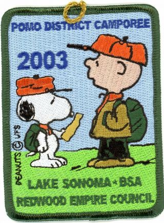 Snoopy & Charlie Brow Bsa Camporee Patch 2003 Green Border