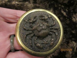 Vintage Brass And Bronze Style Desk Top Star Sign Piece The Crab / Cancer Sign