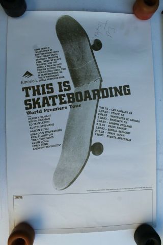 Ed Templeton Signed Emerica Es This Is Skateboarding Vintage Skateboard Poster