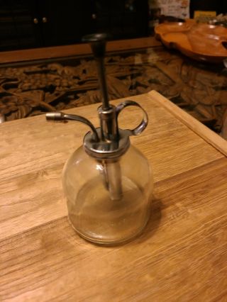 Vintage Clear Glass Plant Mister Spray Top Pump Made In Taiwan Prop Collectible