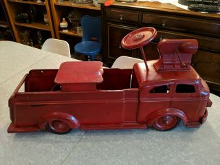 Vintage Large 30 " Wyandotte Toys Pressed Steel Metal Sit Ride On Red Fire Truck