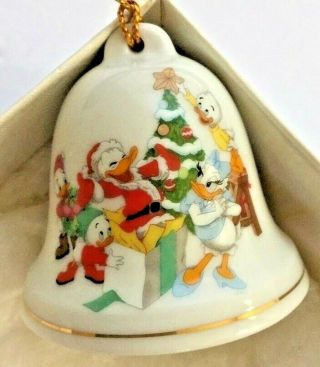 Grolier Collectibles Disney Christmas Bell Ornament Donald Duck And Family 1993