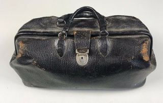 Vintage KRUSE 14 26 COW HIDE Leather Doctor Bag With Medical Glass Vials Medic 2