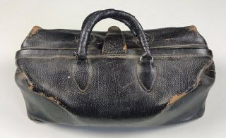 Vintage KRUSE 14 26 COW HIDE Leather Doctor Bag With Medical Glass Vials Medic 3