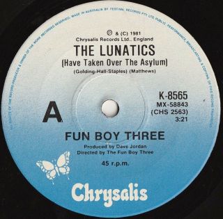 Fun Boy Three Orig Oz 45 The Lunatics Nm ’81 Chrysalis K8565 Newave Specials
