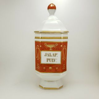 19th Century Antique Old Paris Porcelain Apothecary Pharmacy Jar Jalap Pulv