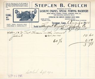 1910 Stephen B Church Gasoline Engines Windmills Pumping Machinery Mills Bill