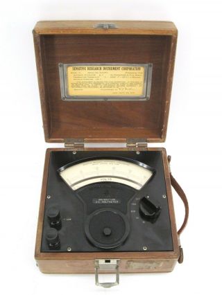 Vintage Sensitive Research Instrument Co.  Model S Dc Milliammeter In Wooden Box