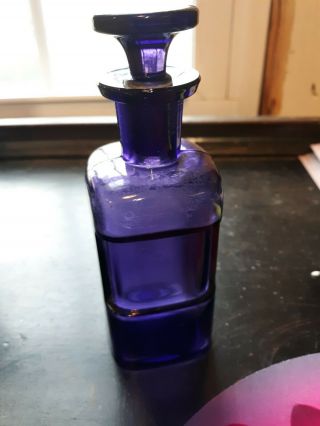 Vintage 1800s W.  T.  Co.  Purple Apothecary Bottle W Stopper