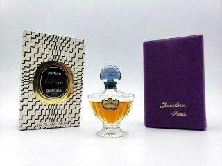 Vintage 60s Guerlain Paris Shalimar Parfum Glass Bat Wing Bottle W/original Box