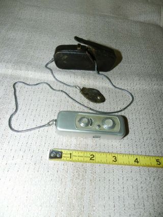 Vintage Minox Wetzlar Mini Spy Camera Complan 1:3.  5 F=15mm Case & Chain Germany