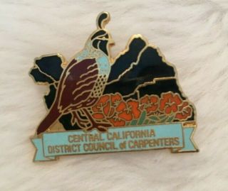 Vintage Central California State Council Enamel Bird Ubc Carpenters Union Pin