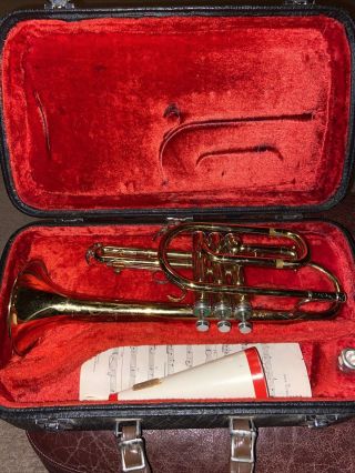 Vintage King Cleveland 602 Cornet 330946 W/ Mouthpiece And Mute