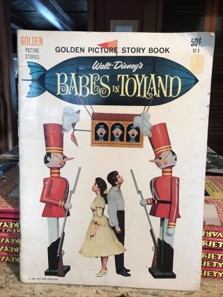1961 Walt Disney Babes In Toyland Golden Picture Story Book 10”x14” Pb