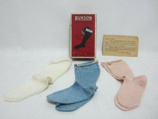 Burson Doll Hose Socks 3 Pair W Box & Dolly Note To Mother Antique Vintage