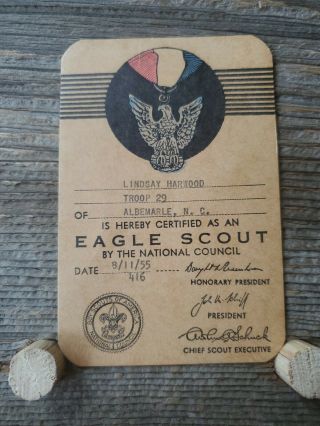 Eagle Scout Membership Card,  Central North Carolina Council,  1955,  Bsa Boy Scout