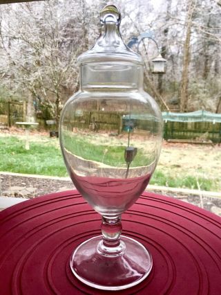 10” Vintage Clear Glass Apothecary Candy Jar