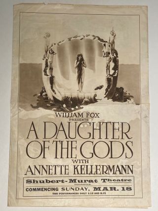 Annette Kellerman Vintage 1916 A Daughter Of The Gods Silent Film Movie Herald
