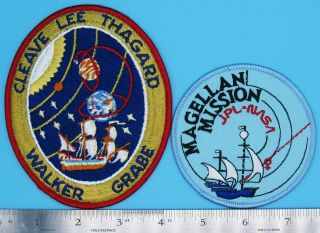 Nasa Patch Pair Vtg Sts 30 Space Shuttle Atlantis / Magellan Mission Cleave Jpl