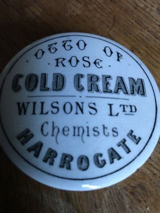 Victorian Stoneware.  Otto Of Rose Cold Cream Wilson’s Ltd.  Harrogate London