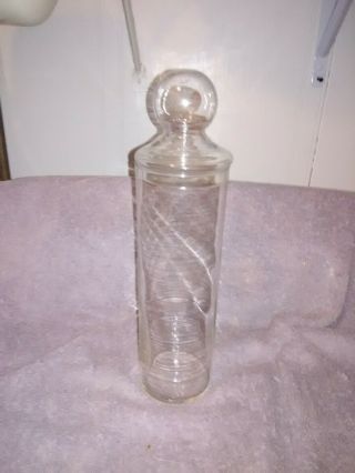 Vintage Hand Blown Clear Glass Lidded Apothecary Candy Dry Goods Jar 13 " Tall