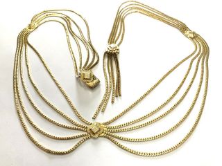 Vintage Signed Christian Dior Gold Tone Multi Strand Chain 30” Belt Or Necklace