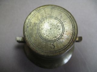 antique brass mortar & pestle 3 apothecary kitchen spice grinder 2