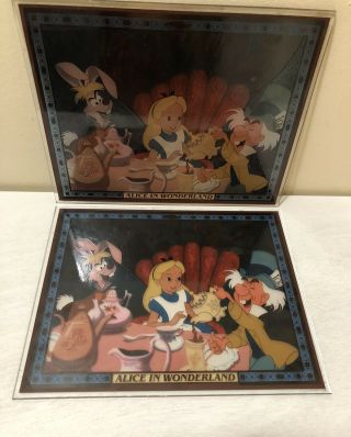 Set Of 2 Aniglass Grober Suncatcher Glass Movie Still Disney Alice In Wonderland