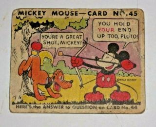 Very Rare Vintage 1935 Mickey Mouse Bubble Gum Card No.  45 By Walt Disney