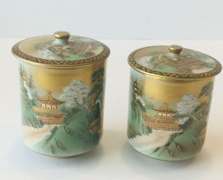 Vintage Japanese He And She Tea Cups With Lids -