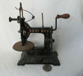 Antique Cast Iron Busy Bee Miniature Toy Sewing Machine