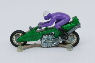 Vintage Hot Wheels Rrrumblers Straight Away Green 6 Purple Rider W/ Track Rack