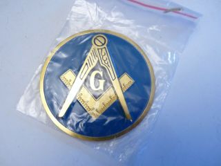 Vintage Blue Lodge Masonic Mason 3 " Tin Circle Auto Emblem Sticker 020b