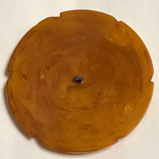 Vintage Heavily Carved Butterscotch Catalin / Bakelite Button Large 2