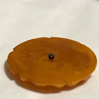 Vintage Heavily Carved Butterscotch Catalin / Bakelite Button Large 3