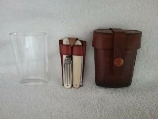 Vintage German Travel Cocktail Set With Leather Case
