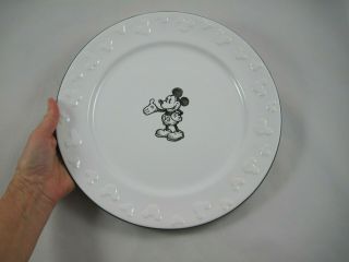 Disney Parks Gourmet Mickey Mouse Icon Sketch 11 " Dinner Plate Black White