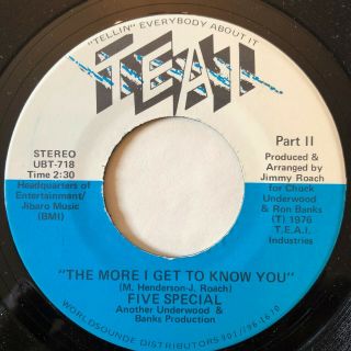 Five Special The More I Get To Know You/pt 2 Funk Modern Soul Disco 45 On Teai
