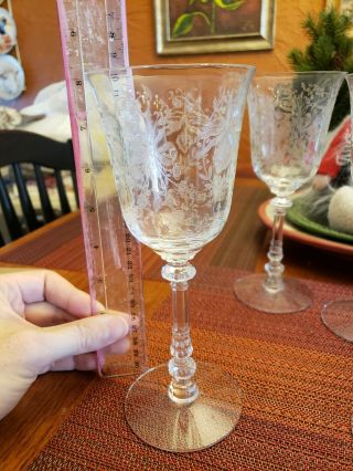 Vintage Heisey Orchid Clear Water/wine Goblet Set Of 8,  7 3/4 Inches