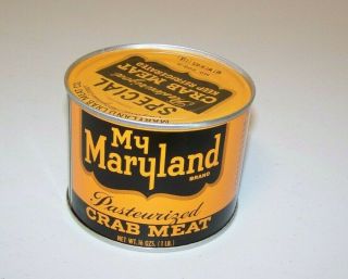 My Maryland Brand 1 Pound Crab Meat Can/tin Crisfield,  Md Vintage Collectible