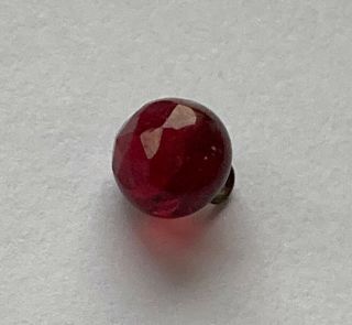 Antique Vintage Victorian Period Faceted Ruby Red Glass Button With Facets 3/8”