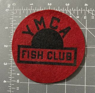 Vintage Ymca Fish Club 1950’s Felt Patch Fishing Swimming Lessons Level Team