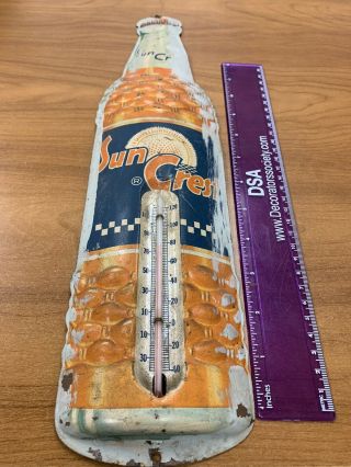 Vintage Advertising Thermometer Sun Crest,  Orange Pop Soda,