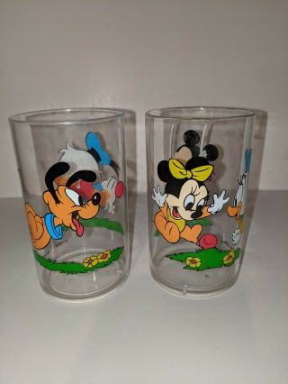Vintage 1984 Walt Disney Company Plastic Cup Baby Mickey Pluto Donald Minnie