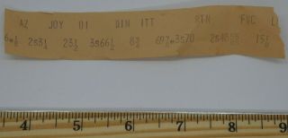 Vintage Stock Ticker Tape From 8/22/1966 Nyse Wall St.  Stock Exchange