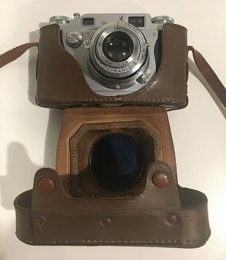 Konica Ii Vintage Camera W/ Hexanon 50mm F2.  8 Lens W/ Leather Case Made In Japan