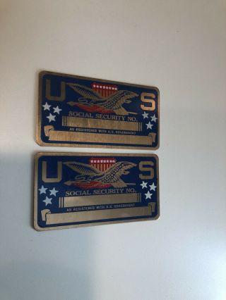 10 Vintage Brass U.  S.  Social Security Plates/cards U.  S.  Government