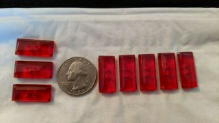 Antique Red Glass Rectangular Buttons (set Of 8) -