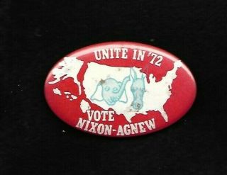 matching RICHARD NIXON,  GEORGE MCGOVERN oval Unite in ' 72 campaign buttons 2